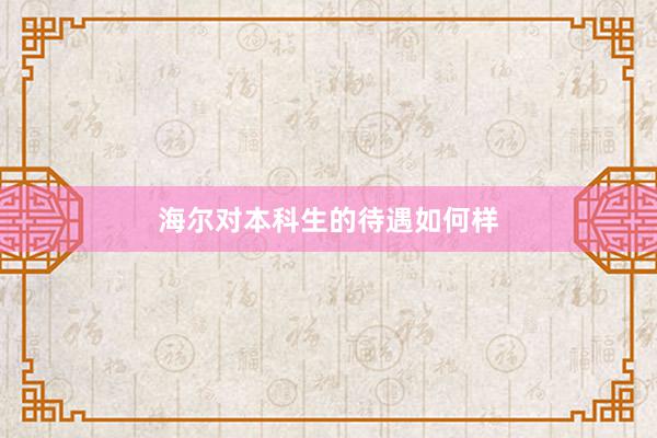 海尔对本科生的待遇如何样